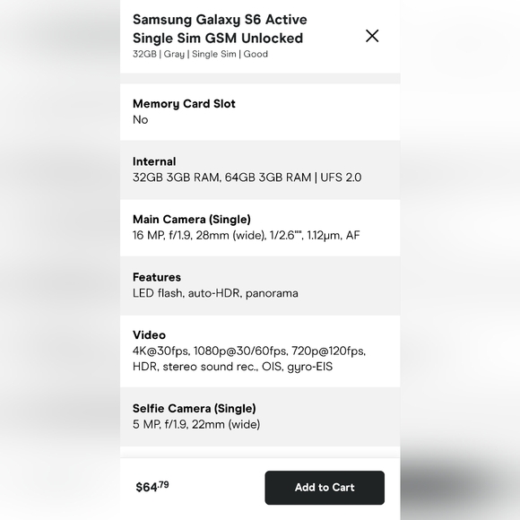 GUC Samsung Galaxy S6 Active 32GB AT&T phone - Picture 6 of 9